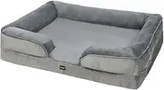 PaWz Memory Foam Pet Bed – Dog, Cat, Cushion, Sofa, Mattress, Washable, Removeable, Grey