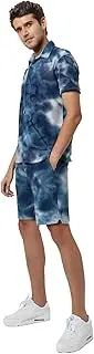 [Campus Sutra] Men's regular fit sleepwear suit for casual wear | Lapel collar | Long sleeves | Stylish loungewear designed with a comfortable fit and a