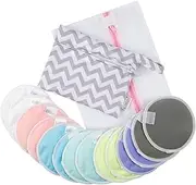 ALVABABY Suede Cloth Nursing Pads 14 Pieces of Breastfeeding Pads Reusable & Washable & Soft & Absorbent Leak-Proof with One Cloth Wet Bag and One Organize Bag 14RDS-AU