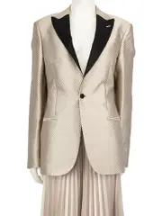 Ecru Jacquard Striped Blazer