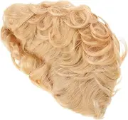 MOTHNUR Real Human Hair Wig for Women Curly Wavy Afro Wig Natural Bangs for Cosplay Party Halloween