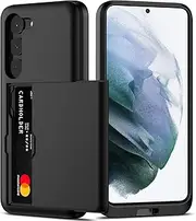 for Galaxy S21 Case with Credit Card Holder, Areaphmet Wallet Case Slide Cover Dual Layer Hard PC Rubber Cover Phone Case for Samsung Galaxy S21 6.2'' 2021 Black