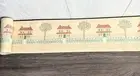WALLPAPER BORDER FOLK ART HOUSE apple tree picket fence PRIMITIVE COUNTRY 5 yard