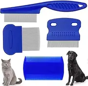 weback flea Comb for Cats Dogs Pets - Best Grooming Tools Set Effective Float Hair Remover - Pet Tear Stain Remover Combs - Nit - Comb for Removal Dandruff - Pet Grooming Brush