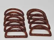 10 Vintage Glitter Plastic Faux Wood Grain Texture 2" Dee Macrame Craft Rings