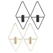 2Pcs Rhombus Shape Metal Hanging Planters Vase Geometric Wall Decor Plant Holder