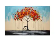 Cycle Tree Umbrella Modern Art Canvas Print