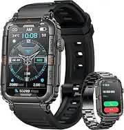 HALOBOOM Smart Watches for Men：1.83'' Answer Make Calls Band Heart Rate Blood Oxygen Sleep Monitor 123 Sports Modes IP67 Waterproof Activity Tracker Compatible Android and IOS