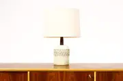 Ceramic Stoneware Studio Pottery Table Lamp - Square Dot — White Glaze — L33