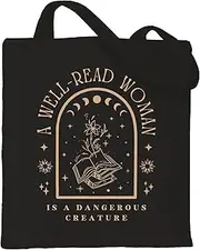 [Haukea] Aesthetic Canvas Tote Bag for Women Cute Cloth Trendy Tote Bags with Zipper Pockets Cotton Graphic Tote Bag