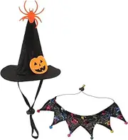 TOGEVAL 1 Set Halloween Cat Witch Hat Collar Costume Pet Cosplay Accessory for Cats for Parties and Photography Durable Material Great Present