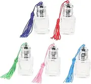 Healeved 5 pcs Refillable Glass Perfume Roller Bottles with Tassels Travel Perfume Bottles Empty Essential Oil Vials for Easy Application and Convenient Storage Random Color