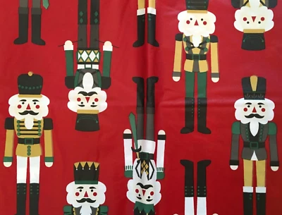 Christmas Nutcracker Soldiers on Red Vinyl Flannel Var Size Tablecloth by Elrene