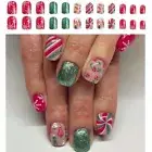 24Pcs Christmas Press on Nails Square Short False Nails Winter False Nails