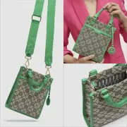 MIMCO Mini Tote Bag Mim Gram Tech Sling Field Green Light Gold NWT Dustbag