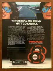1982 Sparkomatic Car Audio Vintage Print Ad/Poster Retro Man Cave Bar Décor 80s