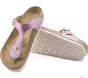 NWB Birkenstock Gizeh sandals in washed metallic pink regular width US Sz 5