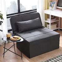 在飛比找Yahoo奇摩購物中心優惠-林氏木業多功能可折疊單人躺椅沙發床LS050FC1-深灰色(