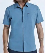 BRIXTON Men's CHARTER X PRINT S/S Woven Shirt - Medium - SLBLU - NWT