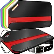 [Talonport] Indestructible Luggage Tags for Suitcases Stand Out with Thickest Black Metal Suitcase Tags Identifiers with Free Smart Bag Tag Recovery Included (Two Pack)
