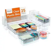 Drawer Organizer 25PCS, 4 Sizes Clear Plastic Desk Drawer Dividers, Storage