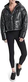 [DKNY] Women's Embossed Crosswalk Print Cropped Puffer Jacket