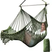 Hammock Chair Super Large Hanging Chair Soft-Spun Cotton Rope Weaving Chair.....