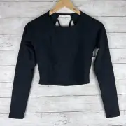 NEW Size Small Beyond Yoga Spacedye Enlighten Cropped Pullover Top Darkest Night