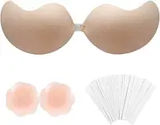 [JINGTOPS] 1 Pair Adhesive Bra Push Up, Strapless Bra, Backless Bra, Self-Adhesive Bra for Women, Invisible Bra with 1 Pair of Nipple Pads, Reusable for Evening Dress, Wedding Dress, Colour, B