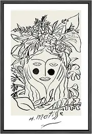 SIGNLEADER Framed Canvas Print Wall Art Matisse Floral Nature Woman Portrait Abstract Shapes Illustrations Modern Art Decorative Minimal Relax/Calm for Living Room, Bedroom, Office - 24"x36" Black
