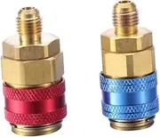 BUGUUYO 2Pcs Quick Connectors for Car Air Conditioning System Easy Attach Adapter Red Blue for Diagnosis Charging Evacuation
