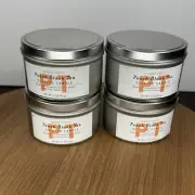 Trader Joes Peach Black Tea Scented Candle 5.7 Oz 4-Pack Metal Tins
