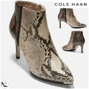 Cole Haan Grand Ambition Arietta Snake Booties Leather Pointed Toe Boots 9.5