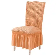 Soft Seersucker Fabric Removable Chair Covers with Lace Skirt -Orange