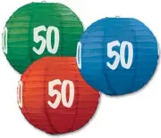 3 Paper Lanterns 9.5" Dia 50th Birthday Anniversary Party Decorations