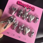 Gothic Dark Queen Rabbit - Unique Handcrafted Press-On Nails – Removable, Handmade for Students