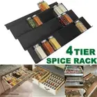 2x Spice Drawer Organizer for Kitchen Adjustable 4 Tier Spice Rack Pantry Jar