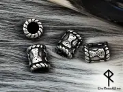 Mjolnir Beard Beads SET 2 PCS Viking Thor's Hammer Celtic Steel Dreadlocks Norse