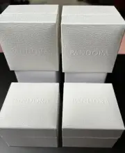 NEW 4x Pandora Charm/Ring Raised Letter Box Approx 2" Square w/ Pillow & Sleeve