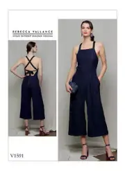 Vogue Designer Pattern 1591 Rebecca Vallance, Jumpsuit, Size 6 - 14, Uncut