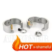 Stainless Steel Lockable Handcuffs Wrist Restraints Hand Cuffs Fetishs Binding