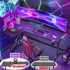 One Piece Tabletop Design Ultra Sturdy Corner Gaming Desk Computer Racer Table