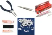 Bead Tip Kit - Pliers, Tweezers, Cement, Black Bead Cord #4 & 25 Bead Tips