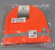 Armorbuilt Hi Vis Reflective Stripe Safety Orange Beanie Cap Hat OSFM Adult New