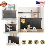 Pet & Child Safety Gate - 72” Extra Wide Retractable Barrier with Alarm - Black