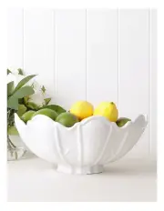 [Heritage] Forde Ceramic Petal Bowl in White 34cm