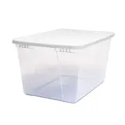 HOMZ 56-Quart Clear Stackable Plastic Storage Containers, White Lid, 2 Pack