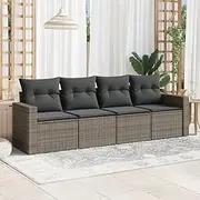 Garden Sofa Set Poly Rattan with Cushions, Patio Seating, Comfortable Backyard Furniture Sets for Balcony, Outside, Porch, Space, & Exteriores
