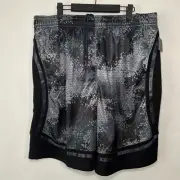 AND1 Basketball Shorts Mens Size XL Gray Black Geometric 11” Inseam Athletic NWT