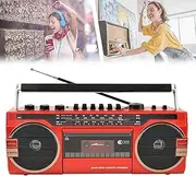 80s Retro Portable Boombox - Wireless Cassette Player & CD/AM/FM/SW Radio | Stereo Sound with USB/SD Playback | Recording & Tape-to-MP3 Conversion | for Travel, Parties & Gifts,Red